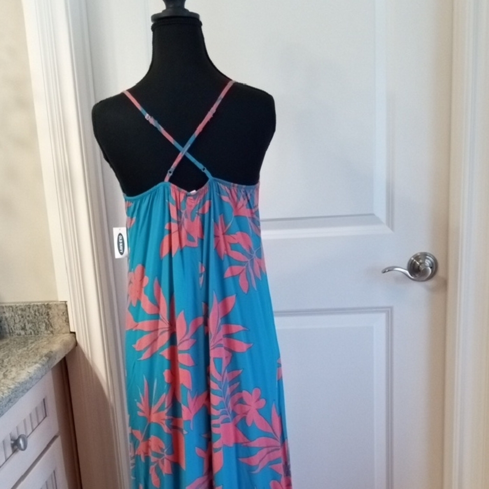 Old Navy NWT Blue and Pink Floral Maxi Dress Size Small - Picture 3 of 7
